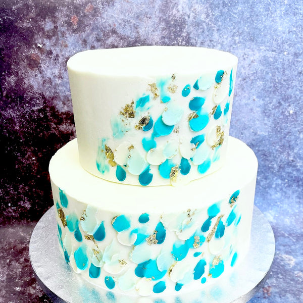 Cake with Colour and Gold Leaf